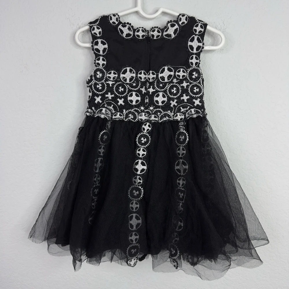 Tadashi‎ Shoji Kids Dress Girls 2T Black White Embroidered Tulle Princess Formal